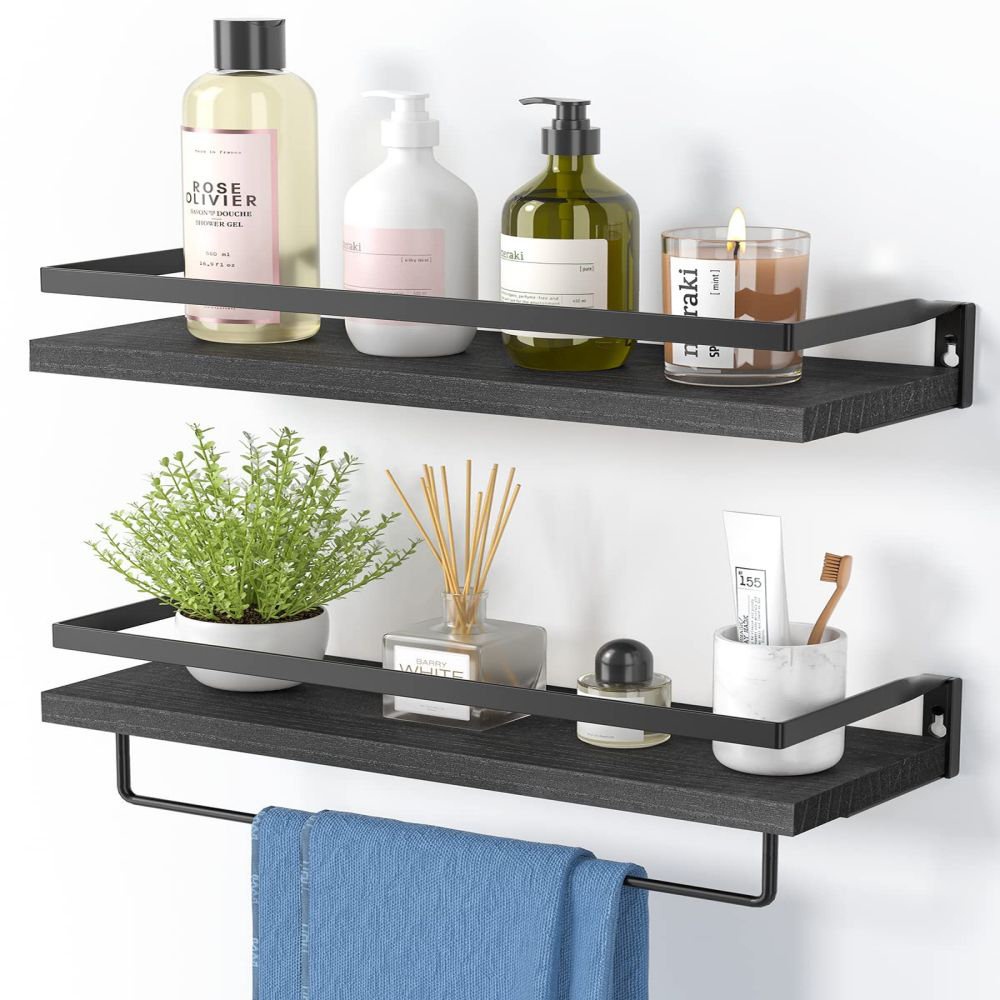 28 Bathroom Shelf Organizer with Modern Towel Bar - Modern