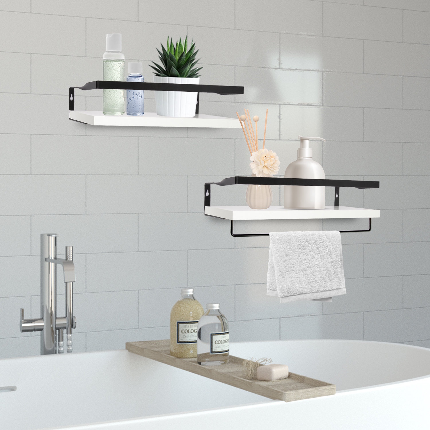 Floating Shelves Wall Shelves Set Of 2, Black