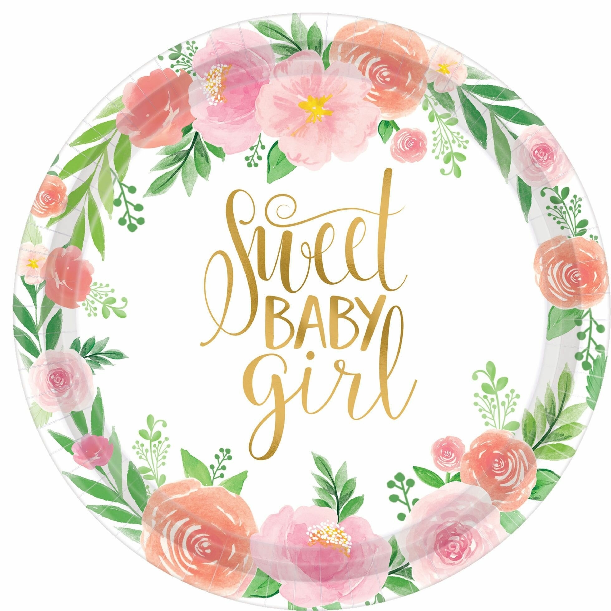 Floral Baby Shower Paper Disposable Appetizer Plate