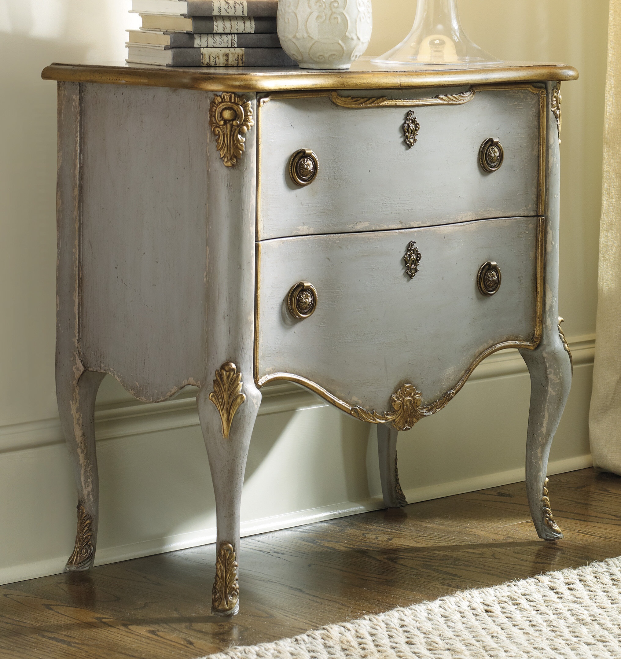 French Solid + Manufactured Wood Nightstand
