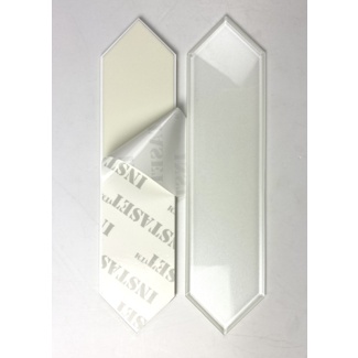 Frosted Elegance3x12 Beveled Glass Mirror Peel & StickPicket Tile In Glossy White