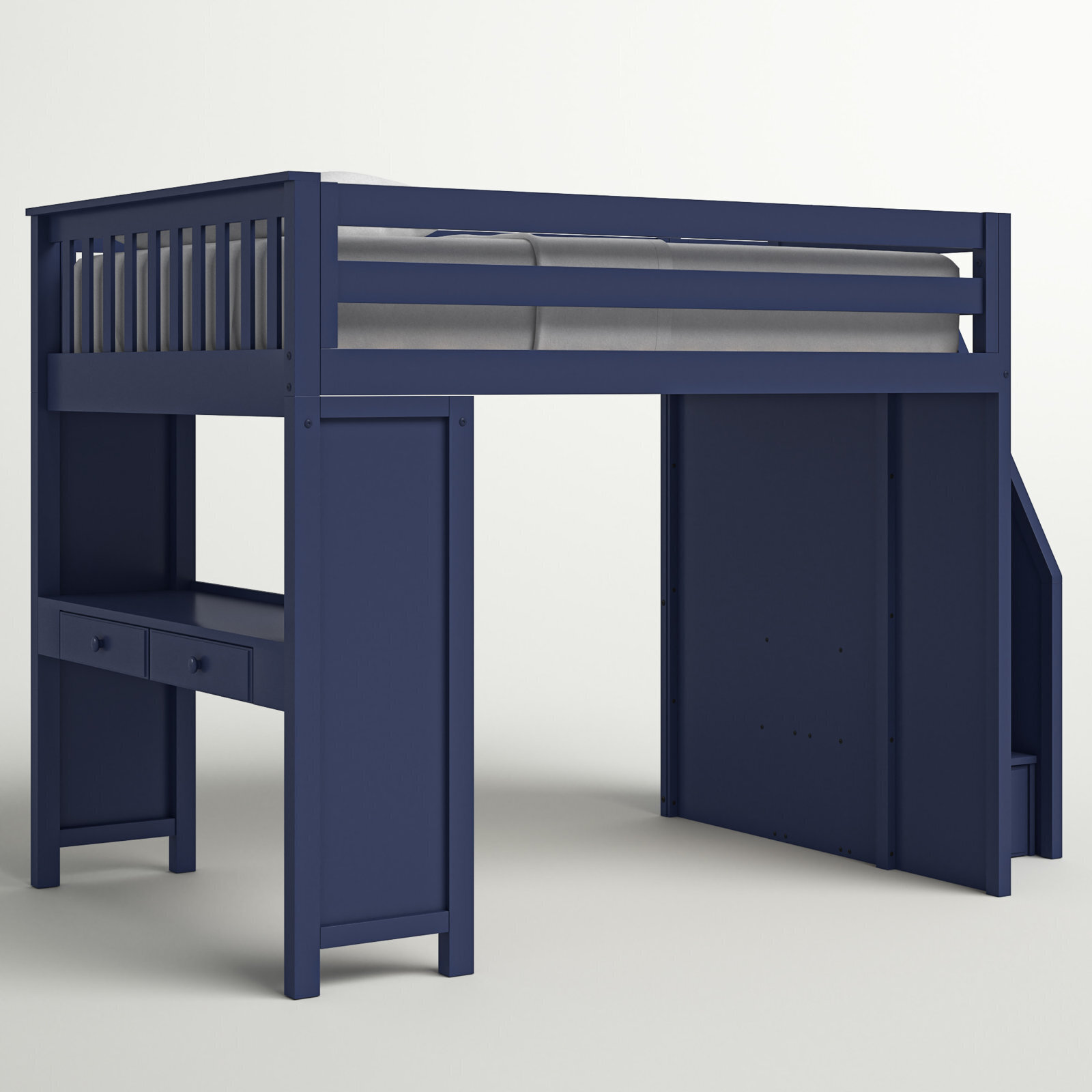 Full Size Bed with Stairs and Desk