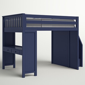 Full Size Bed with Stairs and Desk