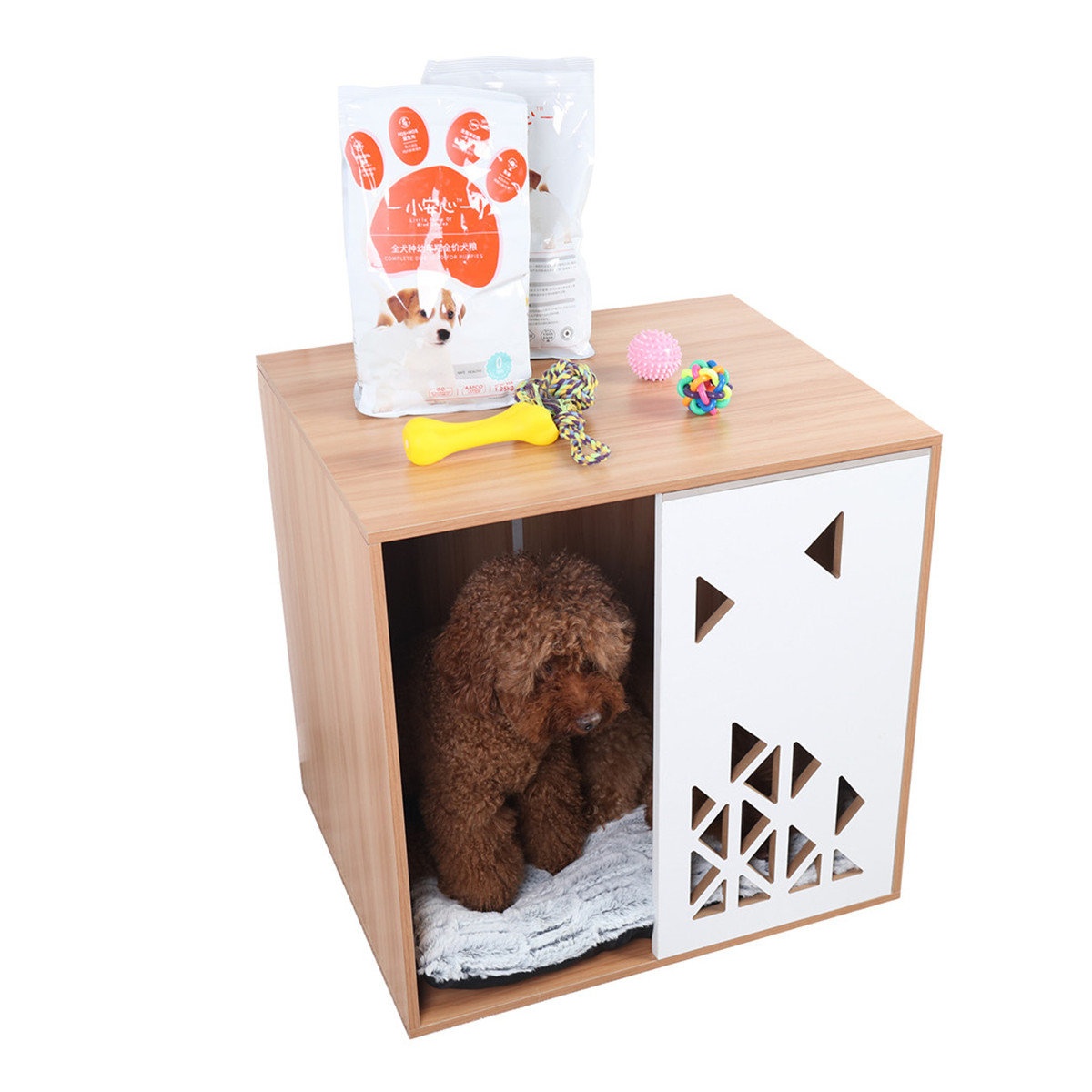 Furniture Style Dog Crate End Table With Cushion Mat