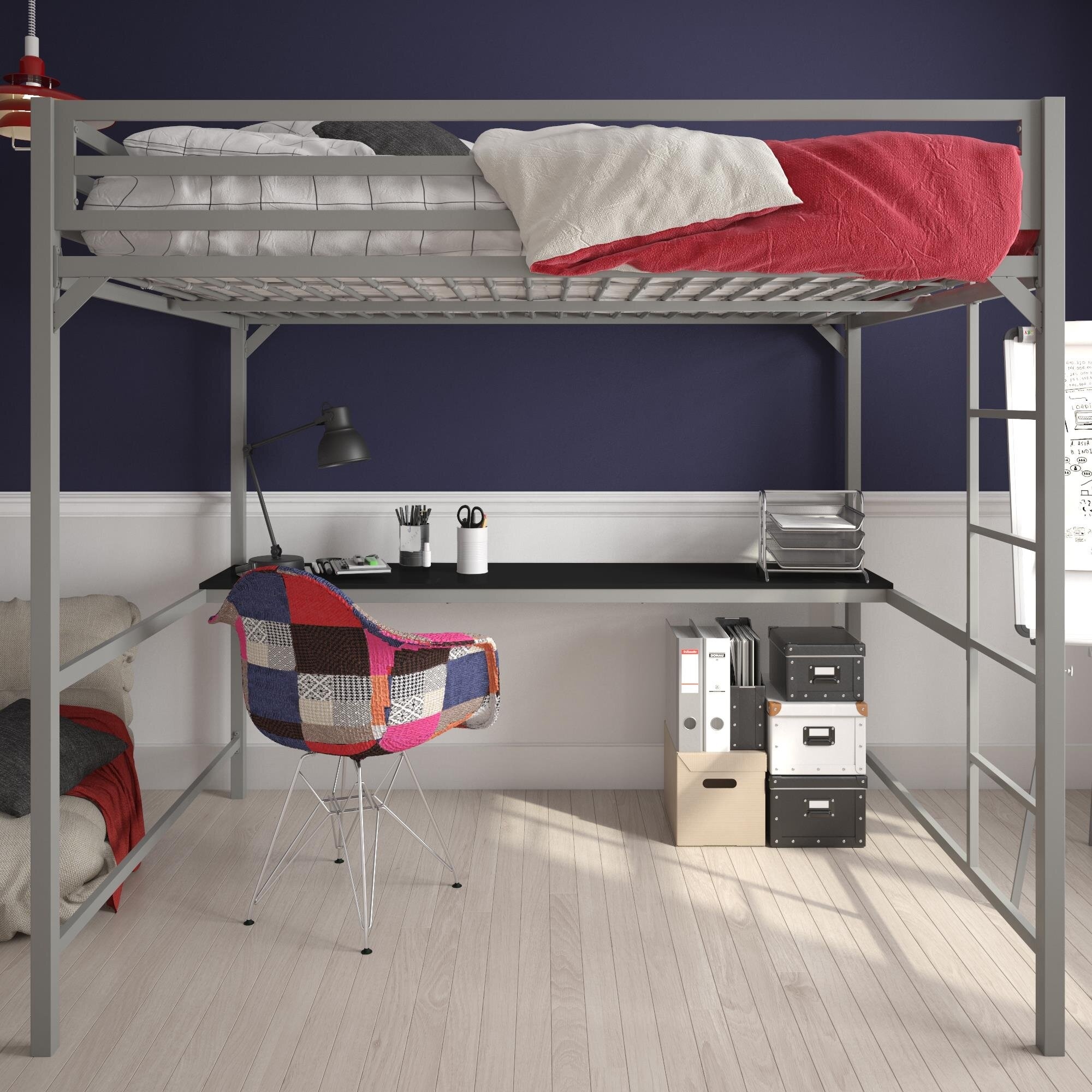 Furse Metal Loft Bed with Built-in-Desk by Isabelle & Max™