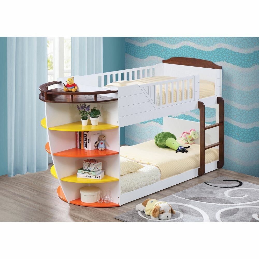 Gada Twin Over Twin Standard Bunk Bed with Shelves by Harriet Bee