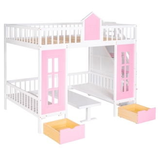 Geraine 5 Drawer Standard Bunk Bed with Built-in-Desk by Harriet Bee
