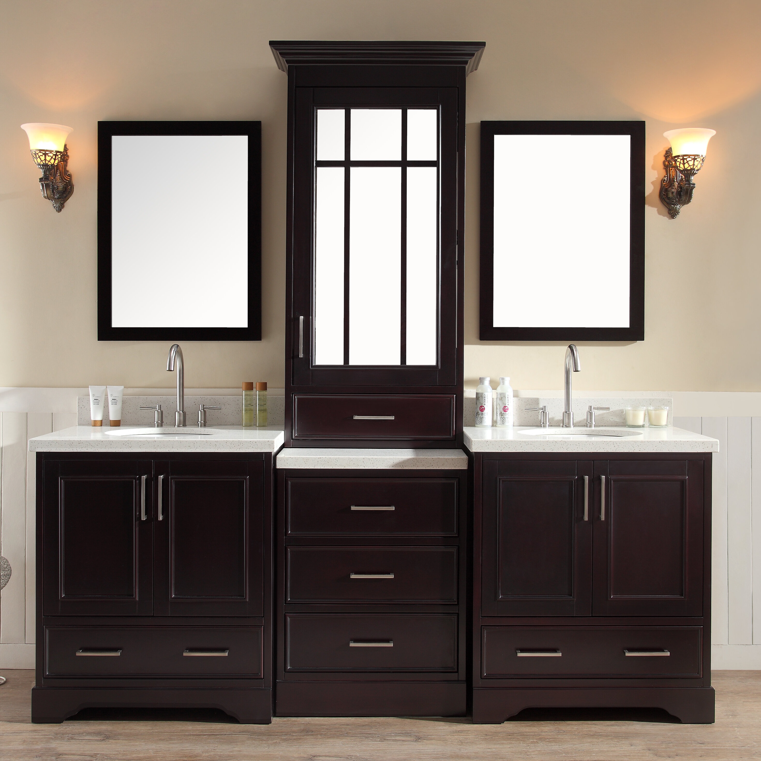 Geraldina 85" Double Bathroom Vanity Set with Mirror