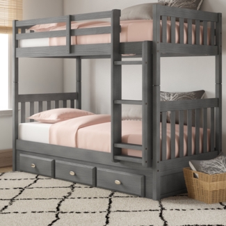 Giancola Twin Over Twin 3 Drawer Solid Wood Standard Bunk Bed by Viv + Rae™