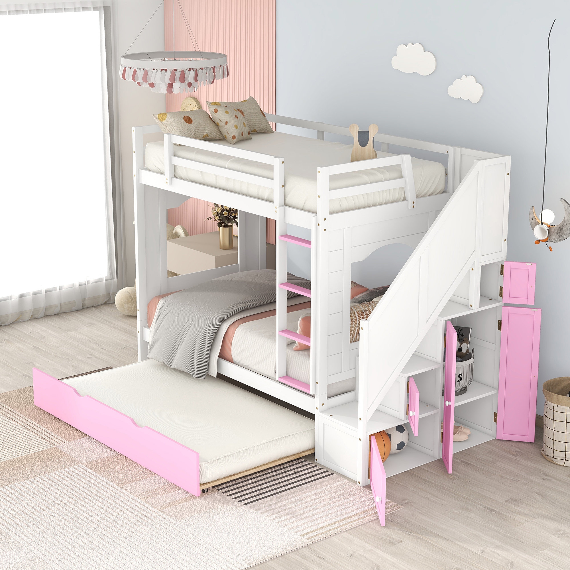 Glennetta Twin Over Twin Standard Bunk Bed with Trundle by Harriet Bee