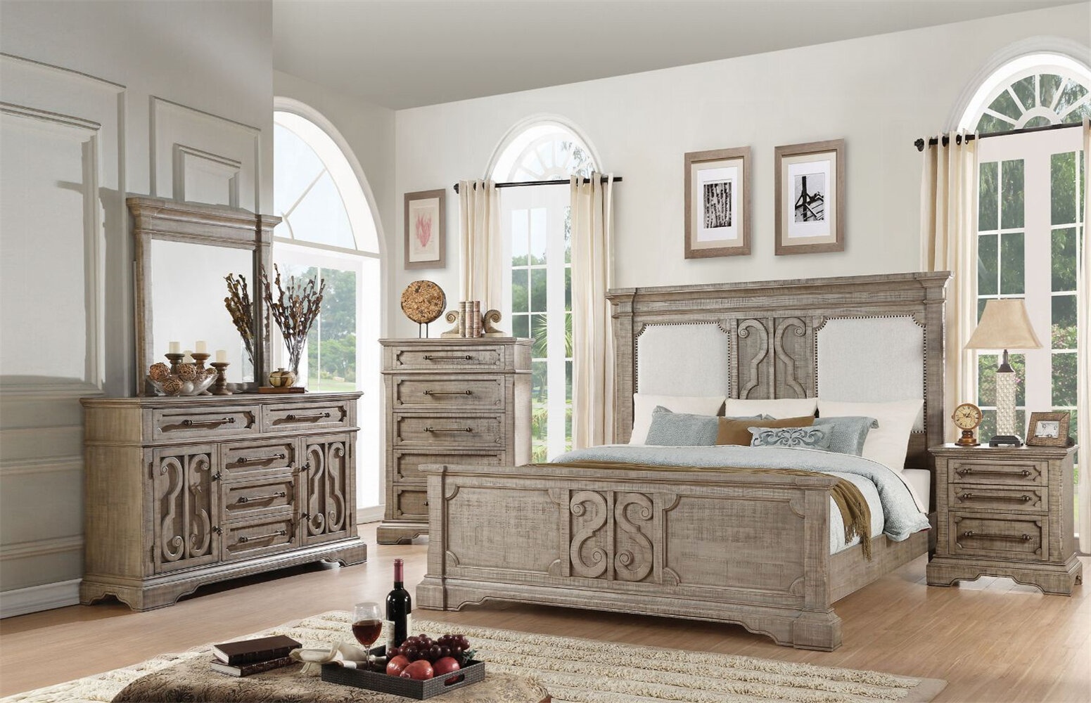 Guimond Upholstered Sleigh 3 Piece Configurable Bedroom Set