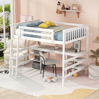 Gulya Full Solid Wood Platforms Loft Bed with Bookcase by Harriet Bee