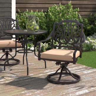 Haag Cast Aluminium Swivel Patio Dining Armchair with Cushion