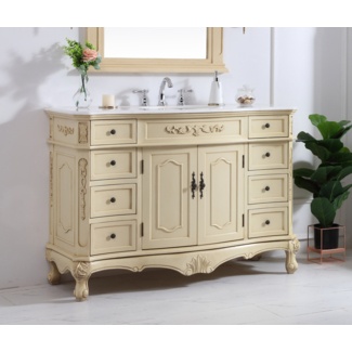 Halethorpe 48'' Free-standing Single Bathroom Vanity with Marble Vanity Top