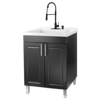  QQXX Laundry Sink with Cabinet,31inch Deluxe Laundry Cabinet  with Faucet and Ceramics Sink,freestanding Utility Sink with Vanity Cabinet  for Bathroom Laundry Room Utility Room Handwashing Station : Tools & Home  Improvement