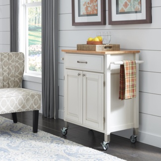 Hamilton 34'' Wide Rolling Kitchen Cart with Solid Wood Top