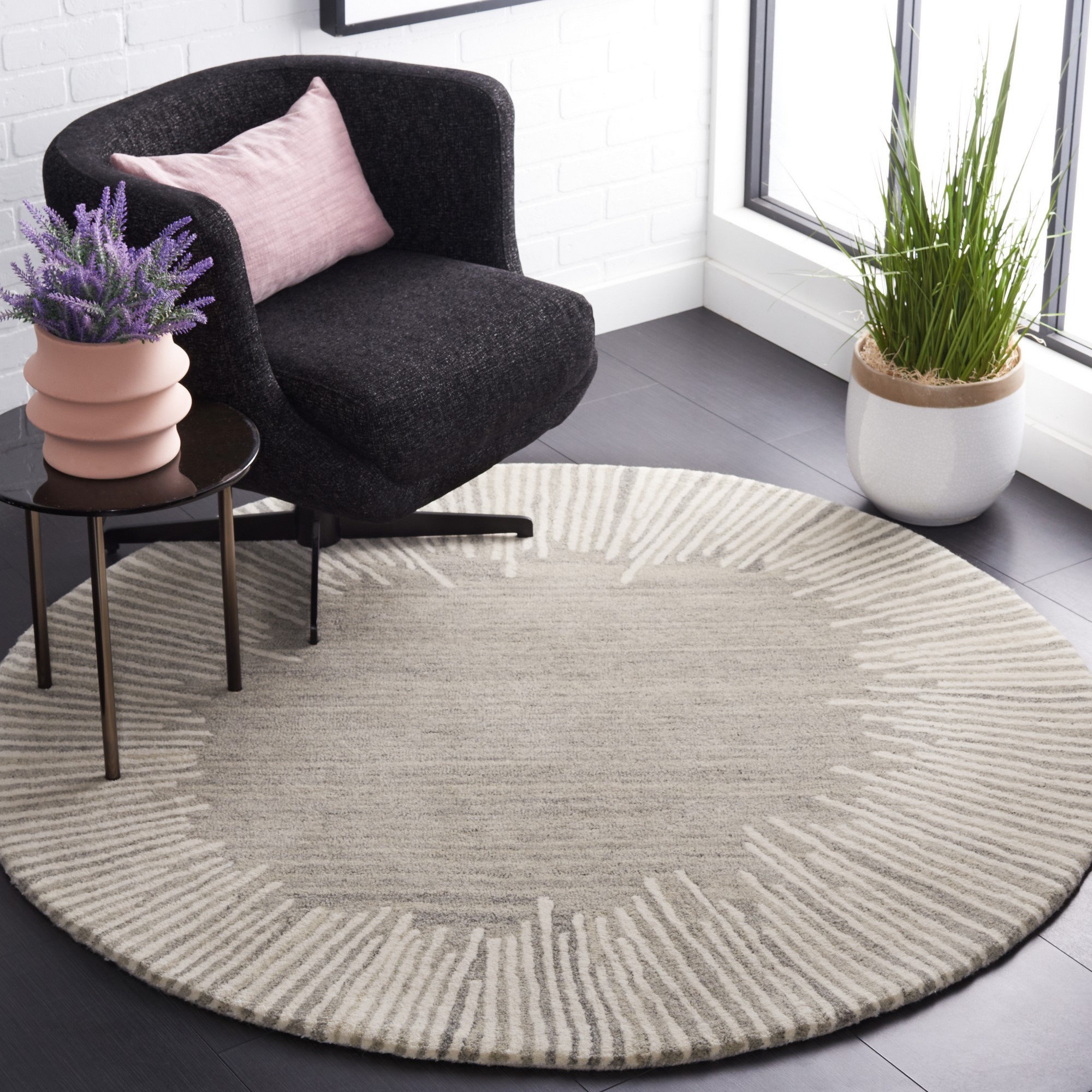 Handmade Gray/Ivory Rug