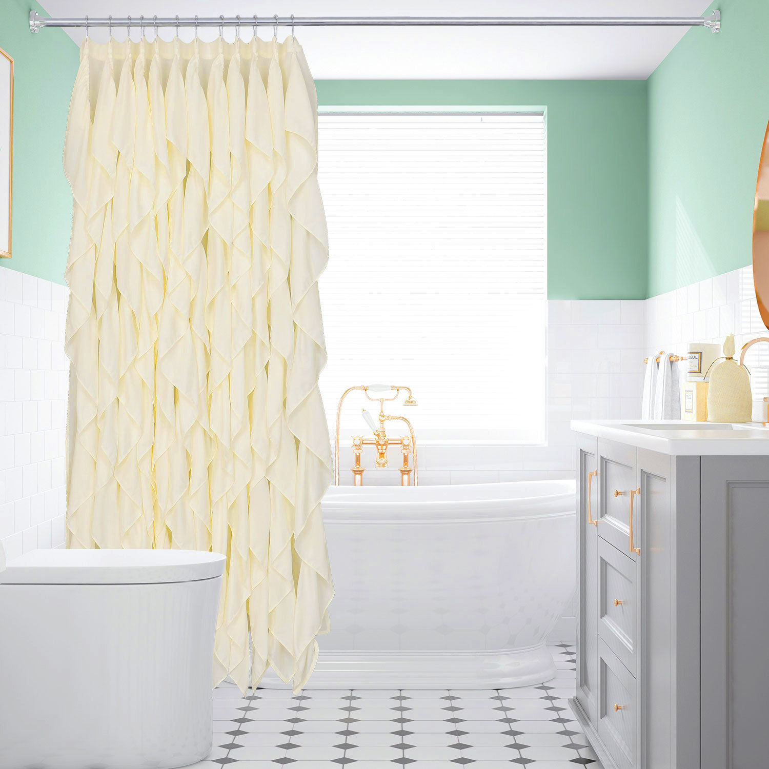 Handmade Ruffle Shower Curtain Great for Showers