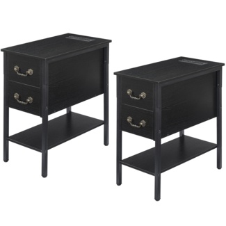 Handsford 23.6'' Tall 2 - Drawer End Table Set and Built-In Outlets