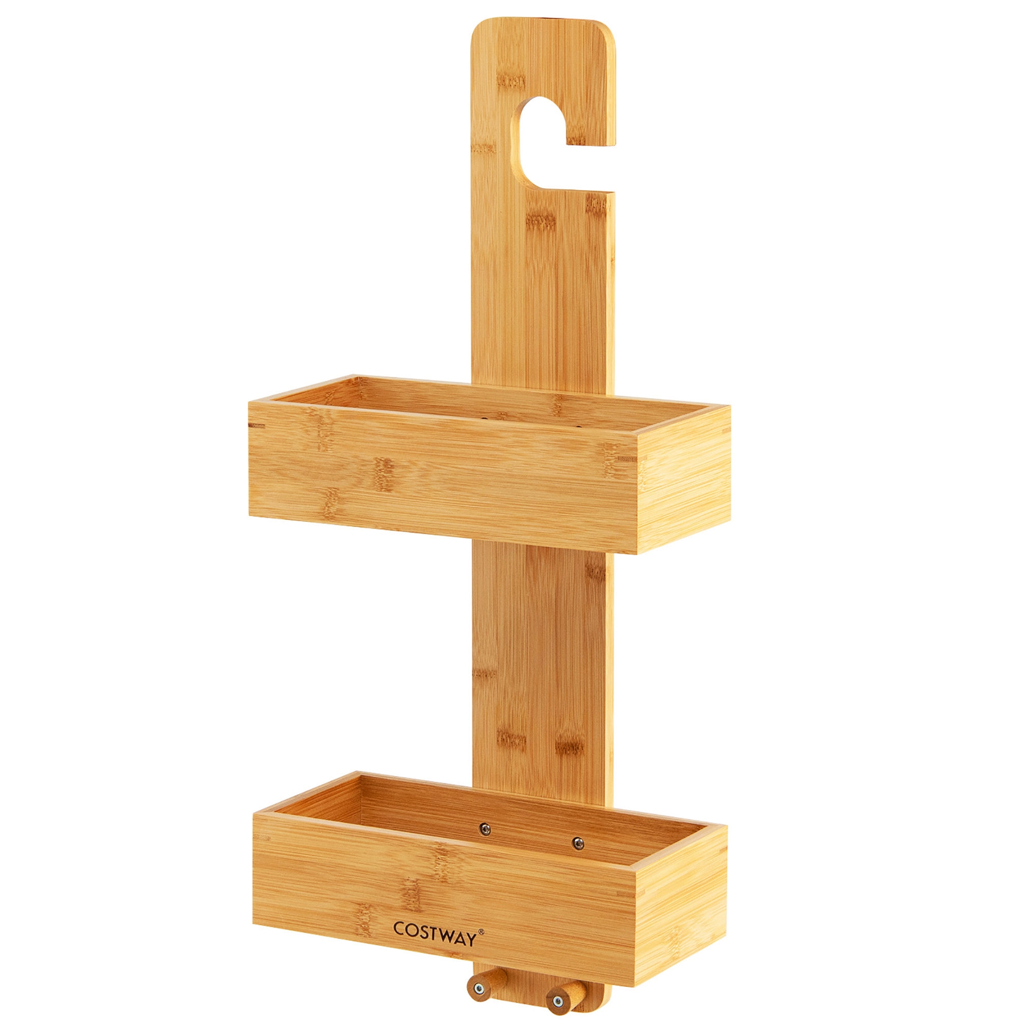 Rustproof Hanging Wood Shower Caddy - 2 Tier Waterproof and