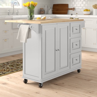 Hardiman 53.75'' Wide Rolling Kitchen Cart with Solid Wood Top