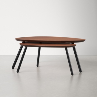 Briajah Sled 2 Nesting Coffee Table 17 Stories Table Base Color: Black, Top Design: Wood Color, Table Top Color: Walnut