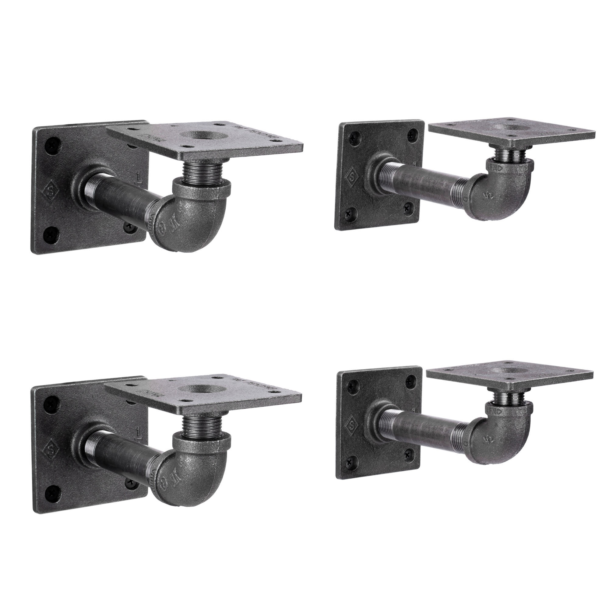 Pipe Decor 1/2 in. Black Steel Pipe Wall Hook Kit (4-Pack)