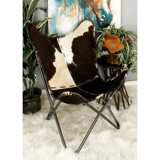 Black & White Faux Cowhide Fabric Armless Accent Chair Comfortable Holstein  Seat