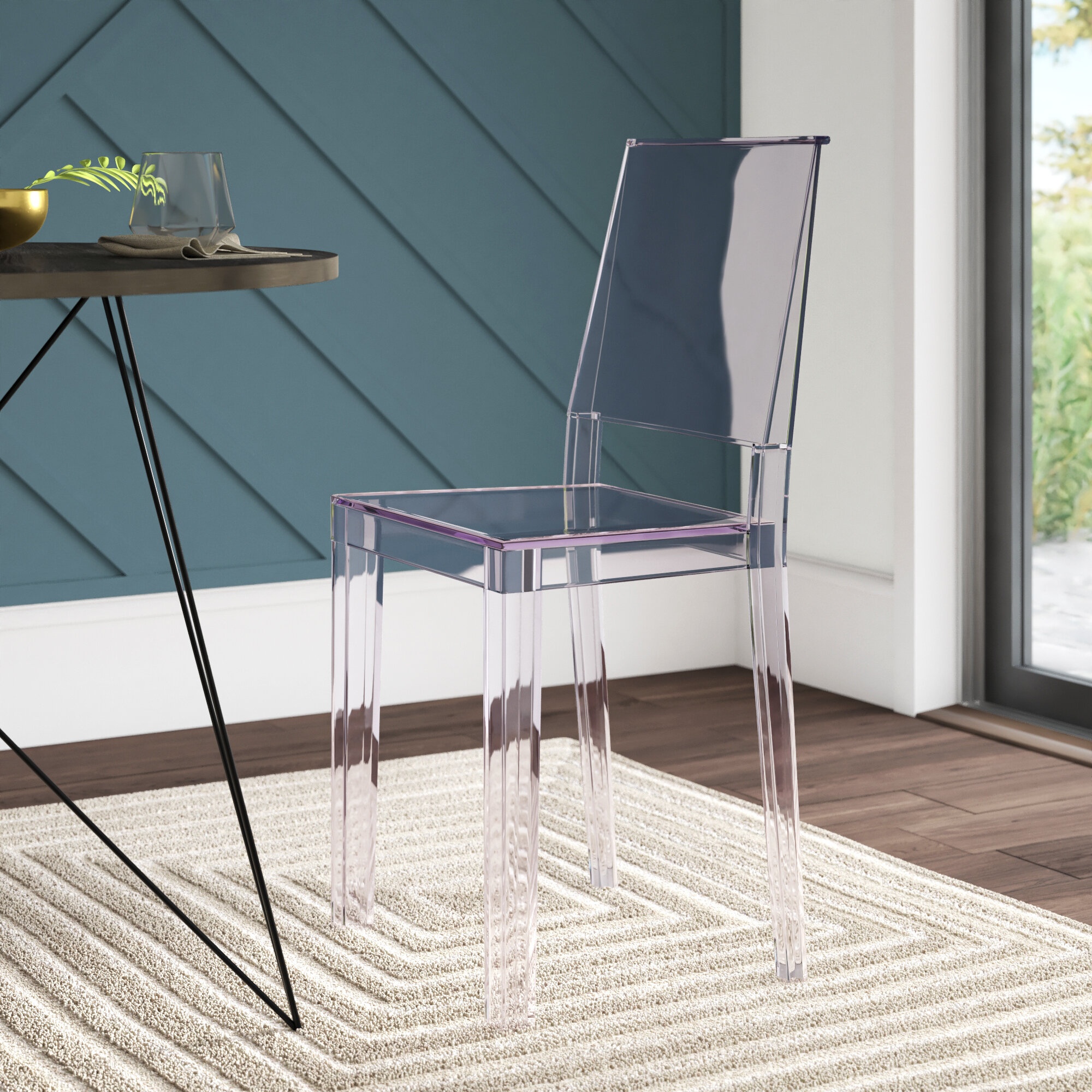 Helskdg Transparent Stacking Side Chair - Armless Side Chair - Resin Stack Chair