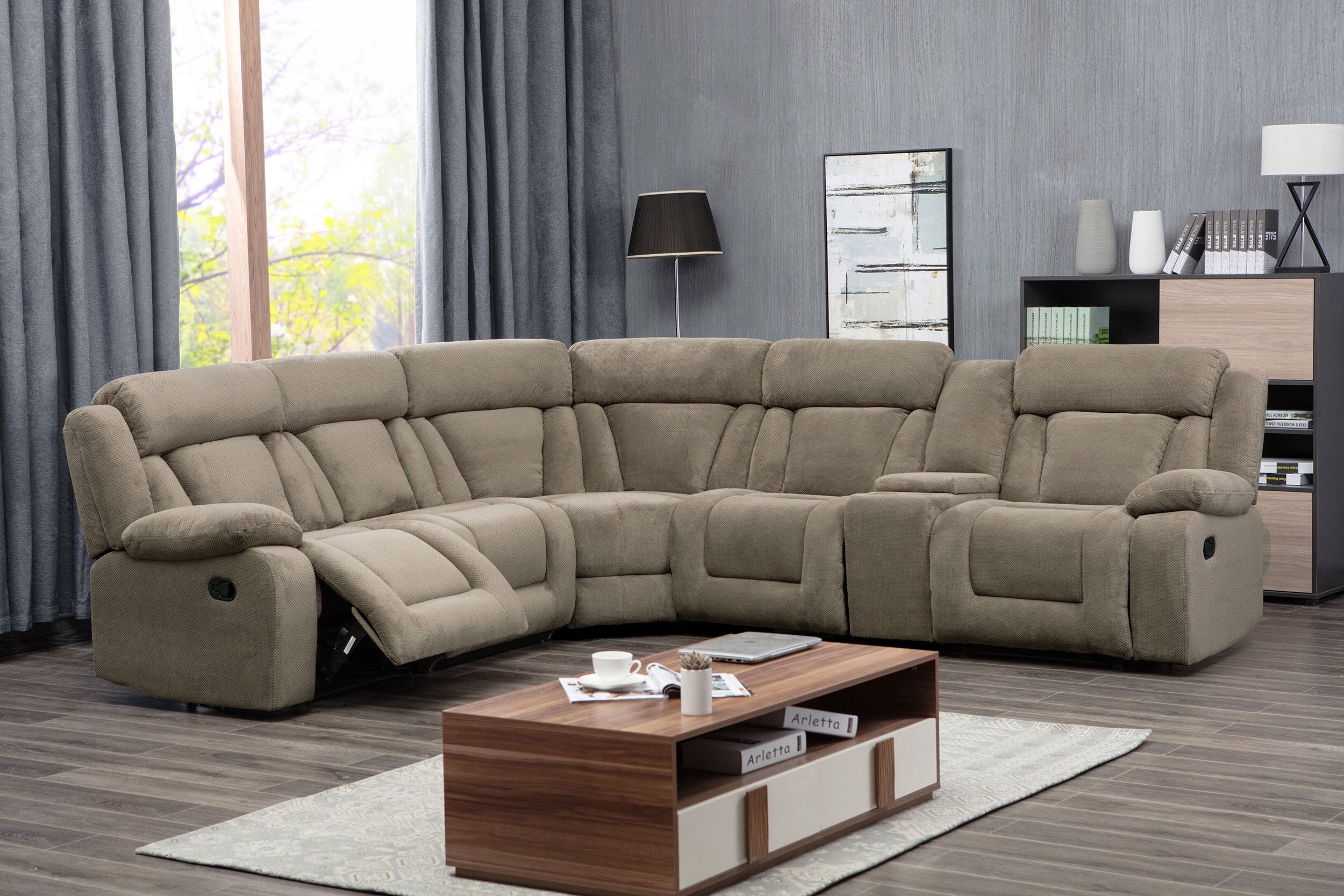 Square sectional deals sofa with recliner