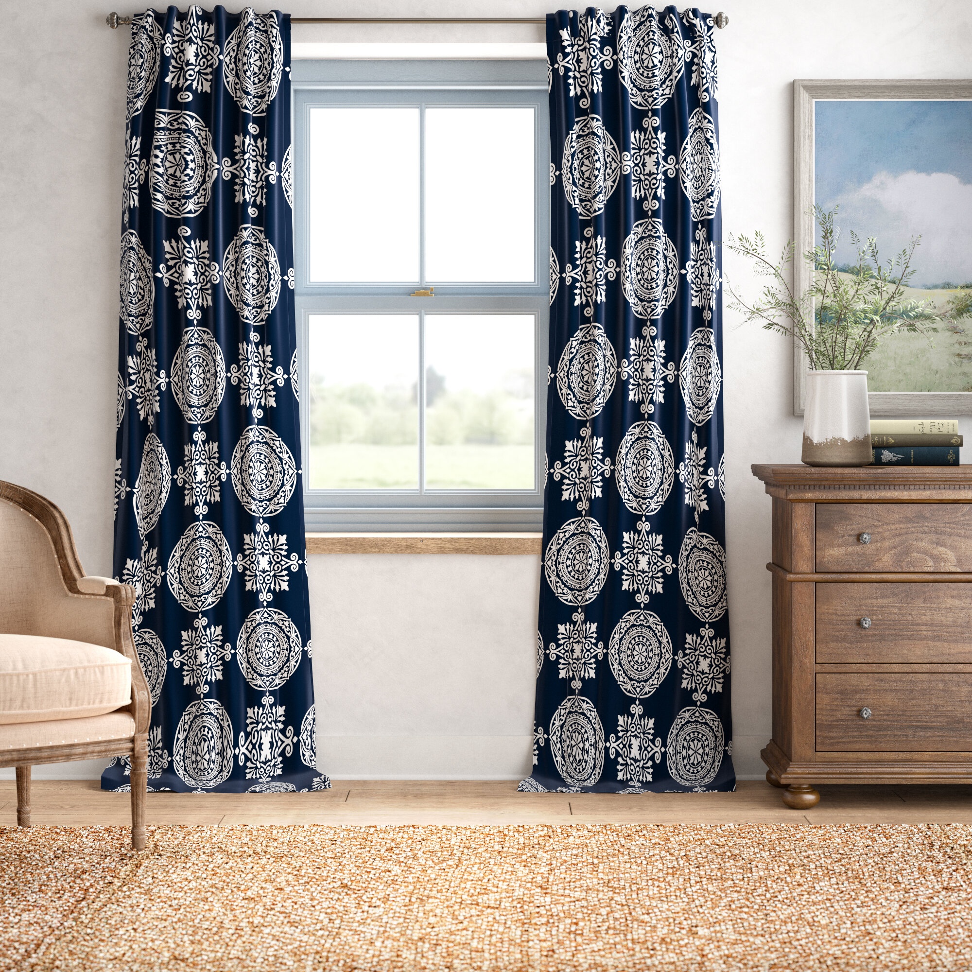 Herblay Polyester Room Darkening Curtain Panel