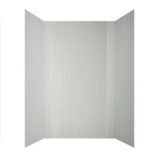 Herringbone Tile - Mirroflex - Tub and Shower Wall Panel - Gloss White