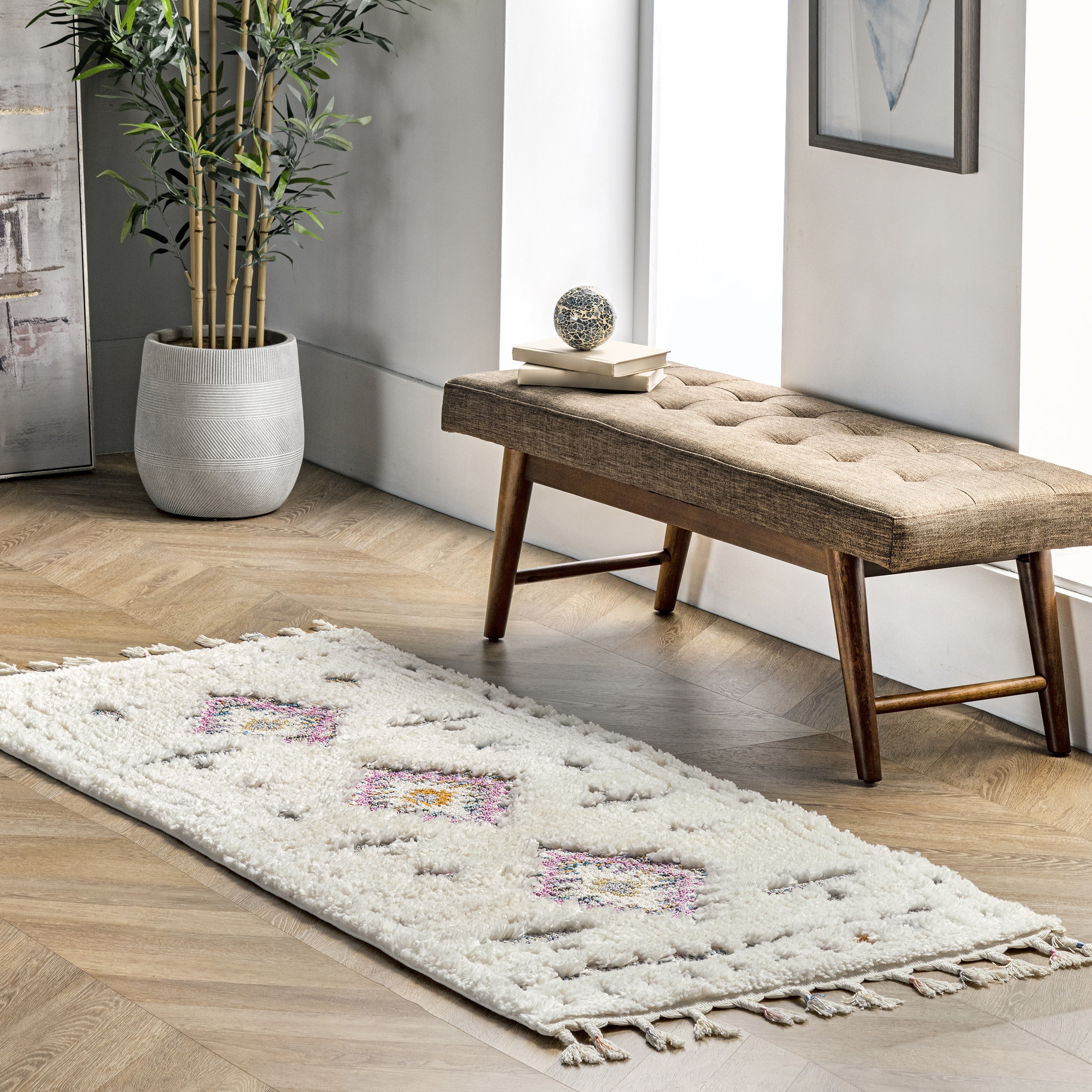 Higginson Tribal Shag Performance Ivory Rug