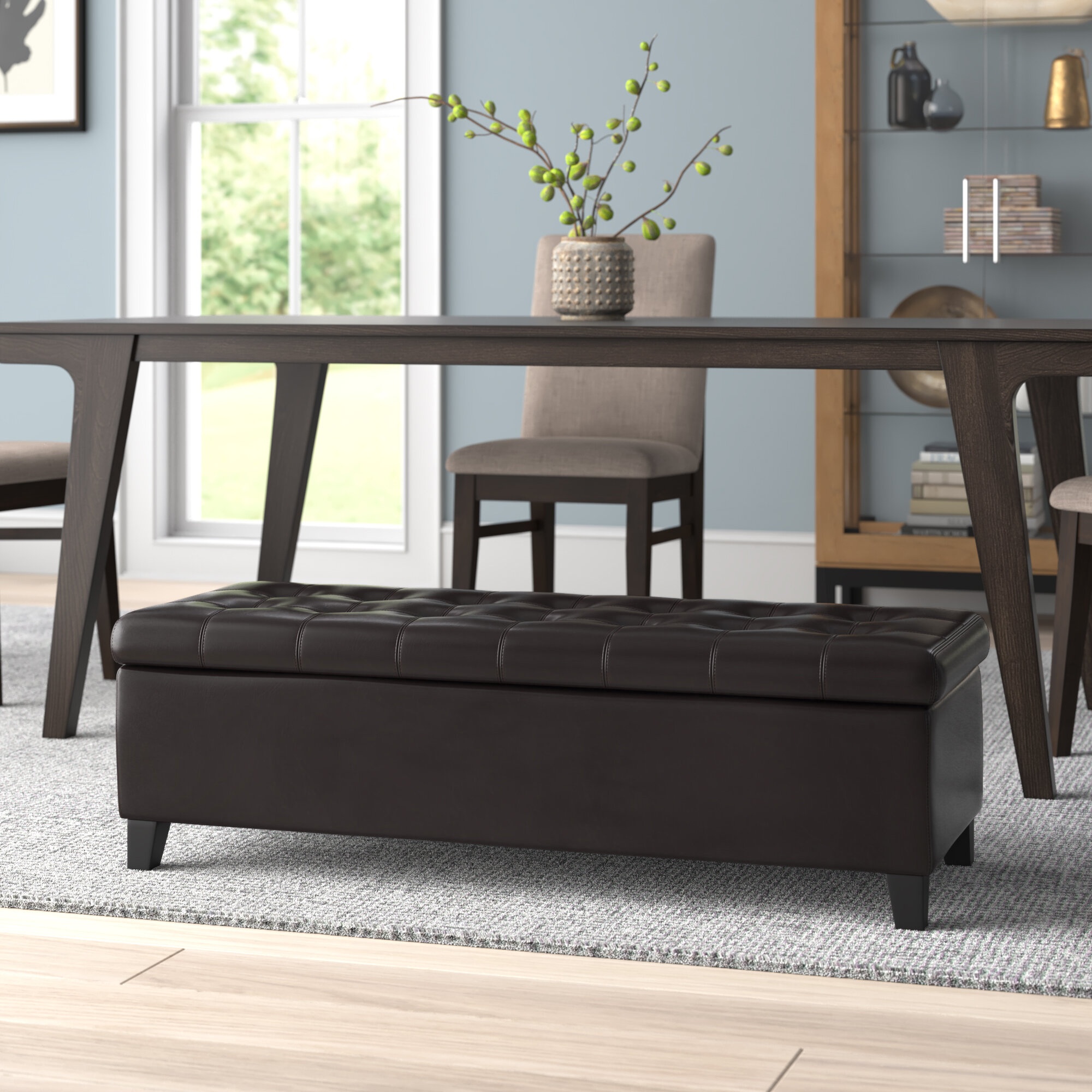 Hillcrest Faux Leather Flip Top Storage Bench