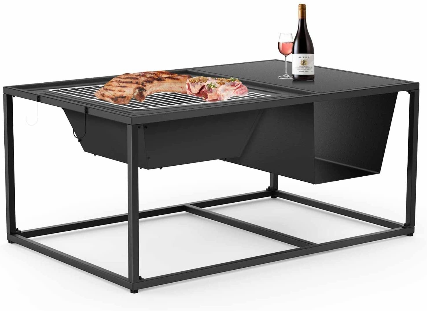 Hiser 18.3'' H x 39.4'' W Iron Wood Burning Outdoor Fire Pit Table