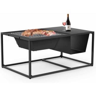 Hiser 18.3'' H x 39.4'' W Iron Wood Burning Outdoor Fire Pit Table