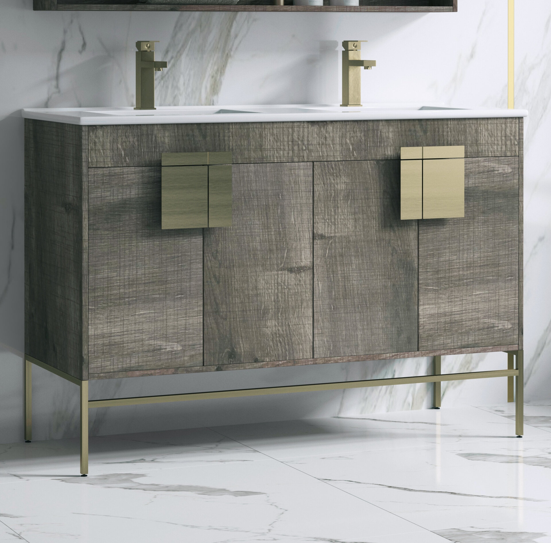 Horsten 48'' Free-standing Double Bathroom Vanity with Ceramic Vanity Top