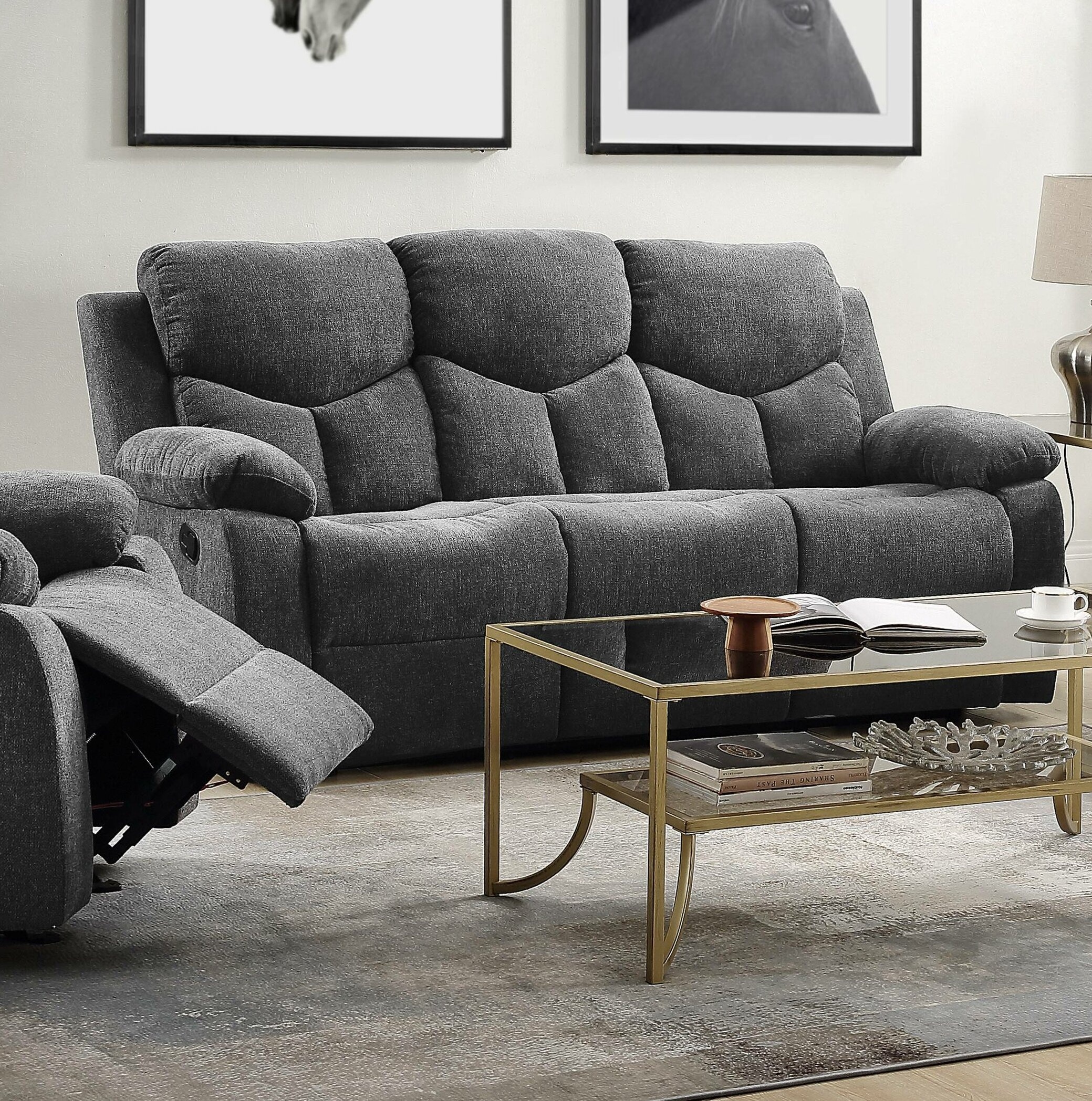 Upholstered on sale reclining sectional