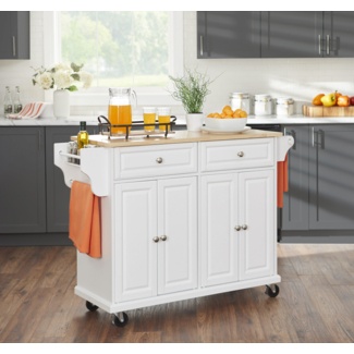Idlewild 52'' Wide Rolling Kitchen Cart with Solid Wood Top
