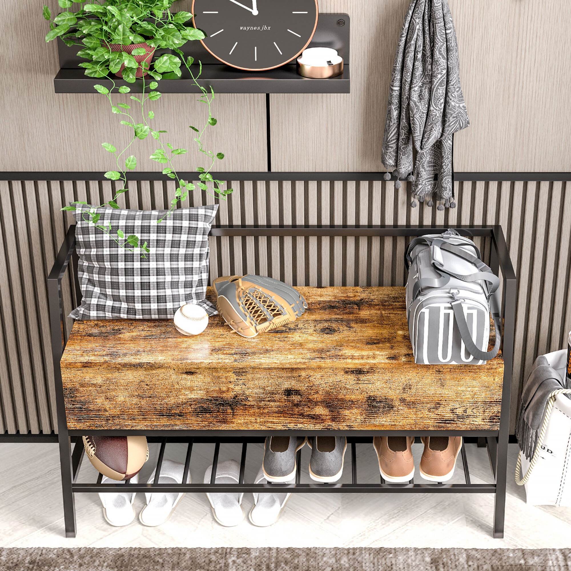 Industrial Shoe Storage Cabinet Bench