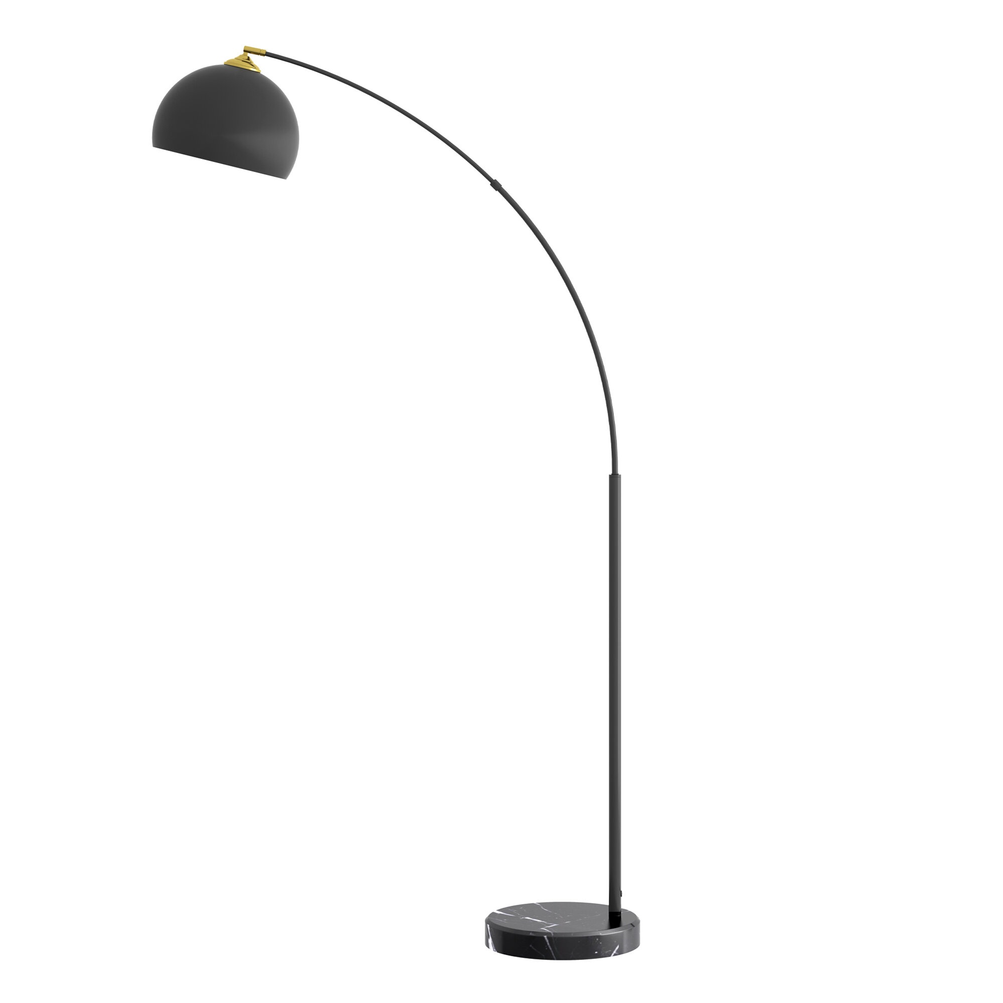 Inlight 66" Modern Antique Brass Arc Floor Lamp With Inner Gold Metal Shade And Black Marble Base, LED Bulb Included, IN-0806-1-AG