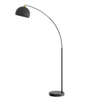 Inlight 66" Modern Antique Brass Arc Floor Lamp With Inner Gold Metal Shade And Black Marble Base, LED Bulb Included, IN-0806-1-AG