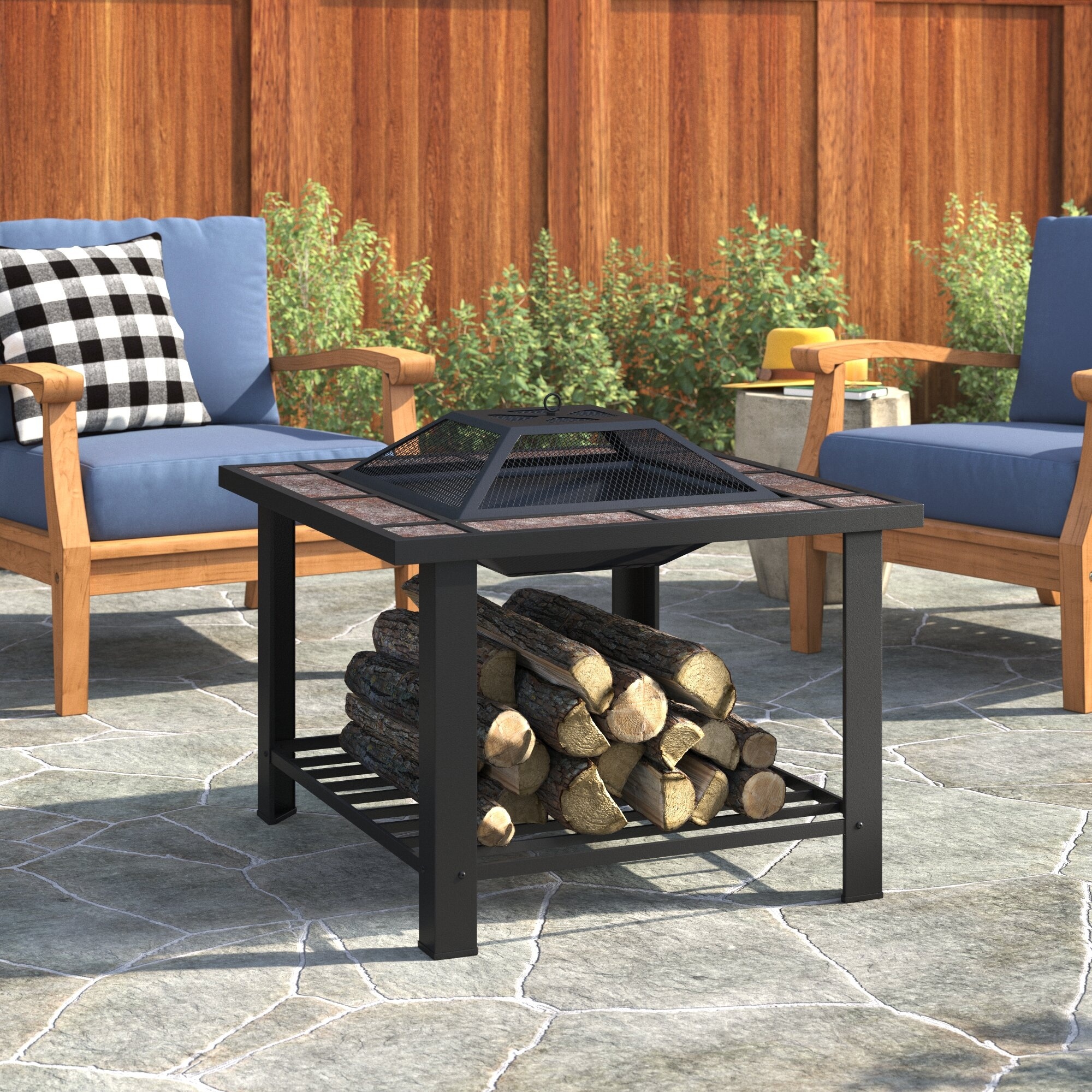 Izquierdo 26'' H x 30'' W Steel Wood Burning Outdoor Fire Pit Table