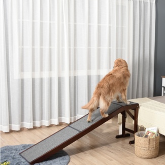 Jalissa Bed Steps for Dogs Cats Non-Slip Carpet top Platform Pine Wood 73" Pet Ramp