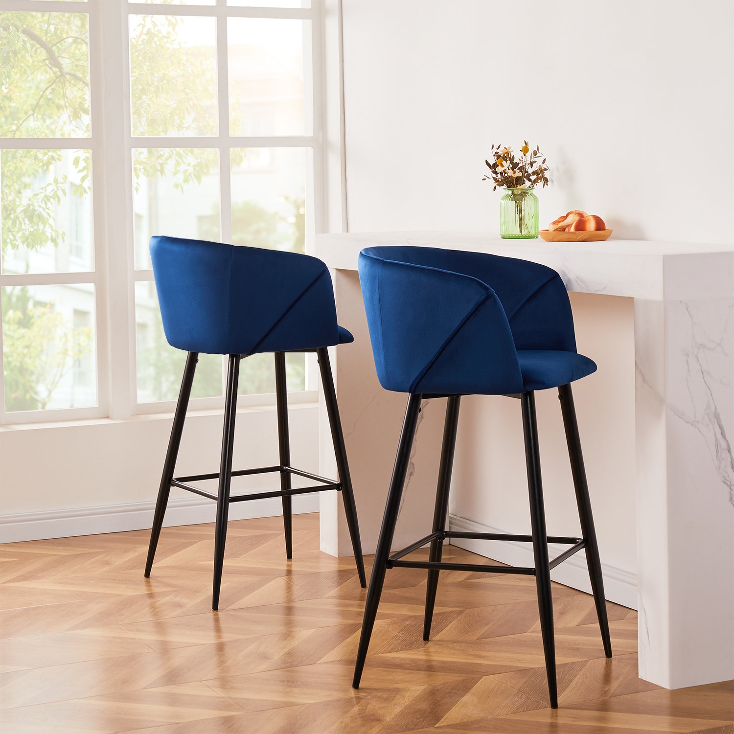 Janney 30" Velvet Upholstery Bar Stool