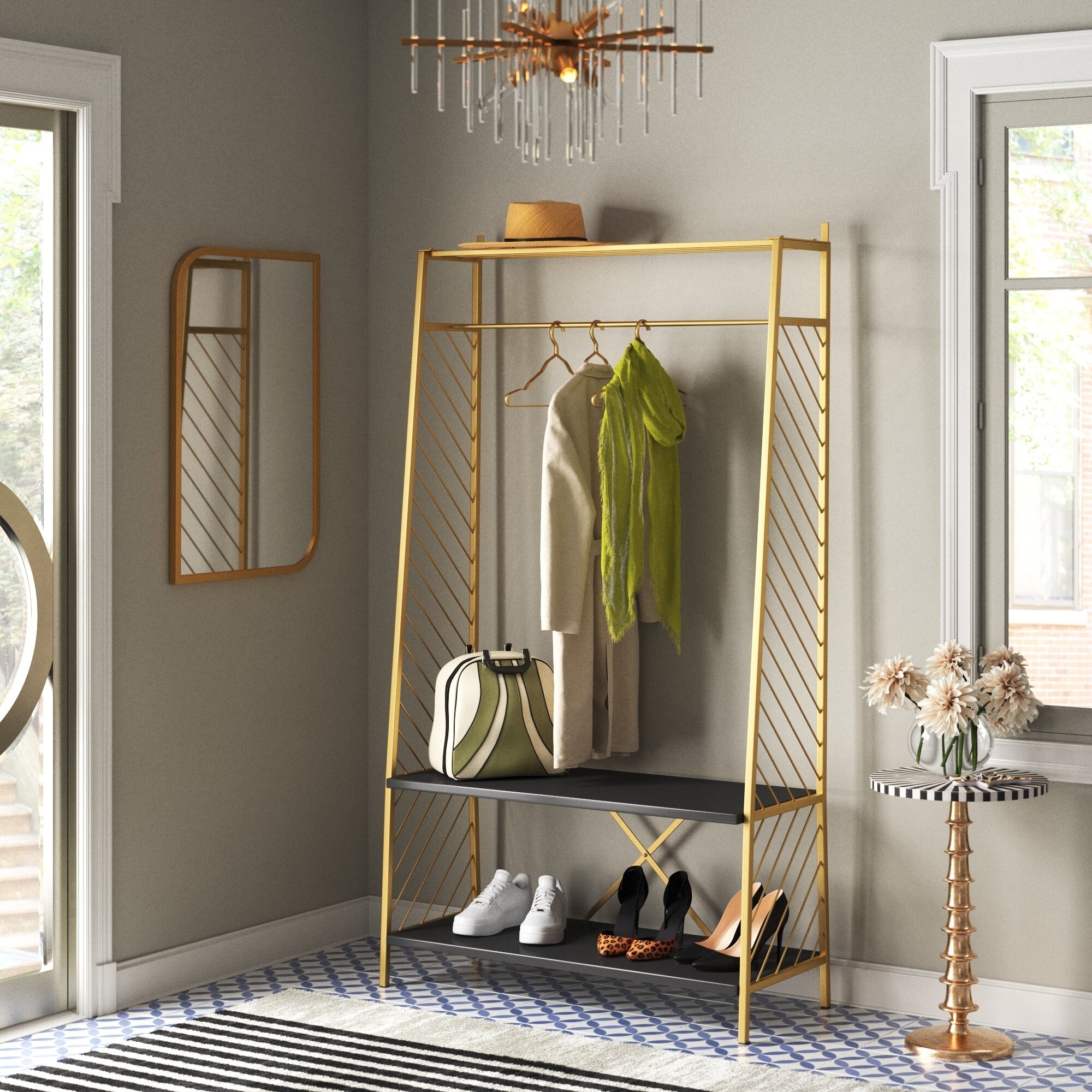 Jaylene 39'' Wide Hall Tree with Shoe Storage