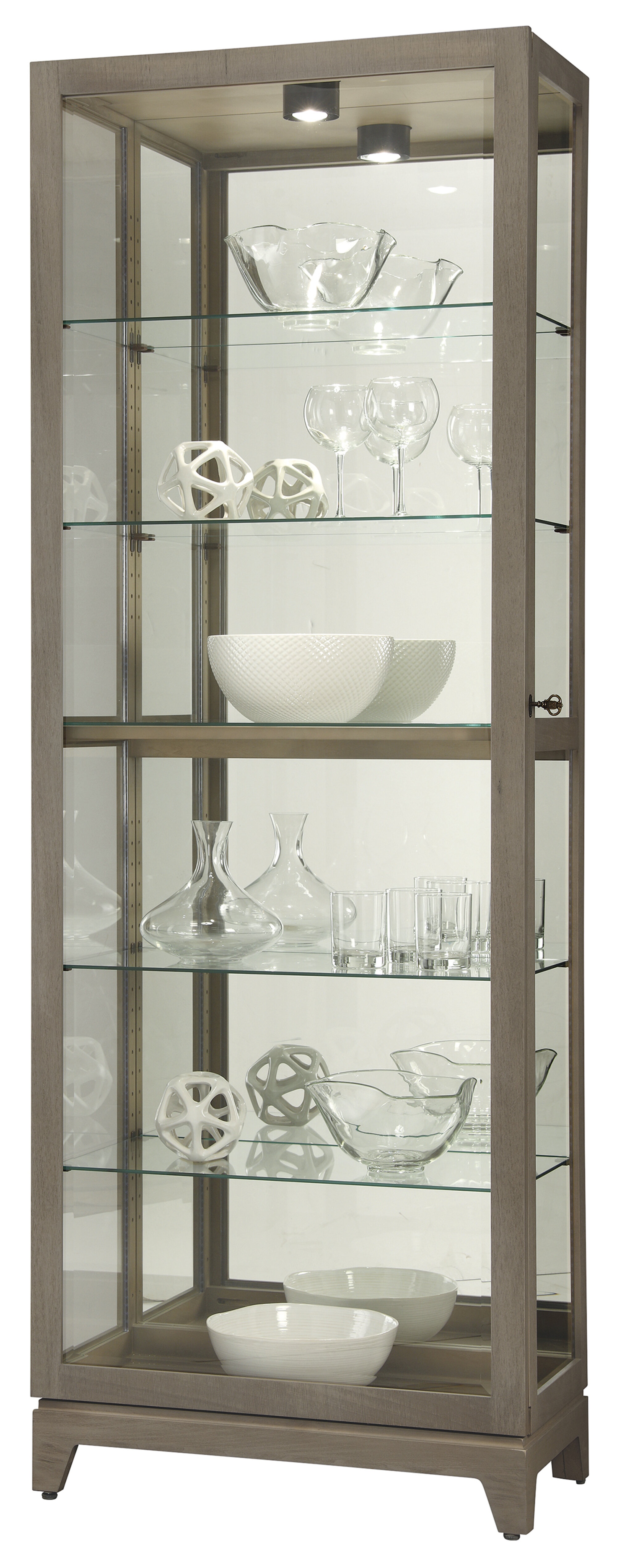 Jelicia 28.5'' Wide Mirrored Back Curio Cabinet with Lighting