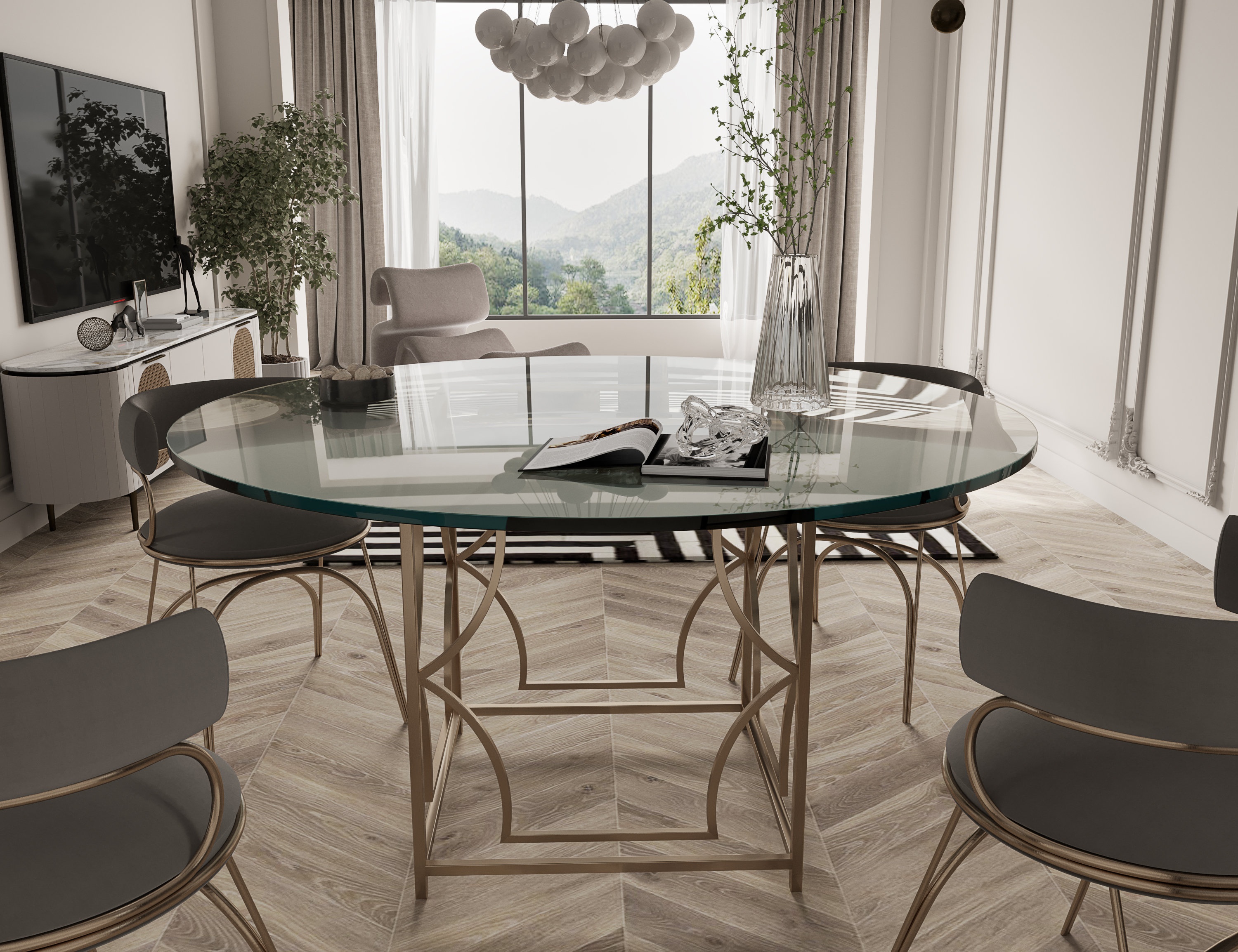 Justion Round Dining Table Steel - 30" H x 60" L x 60" D
