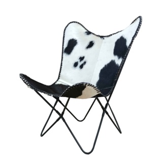 Cowhide Fabric Accent Chair - Black Cowhide Print by Inspire Q Bold