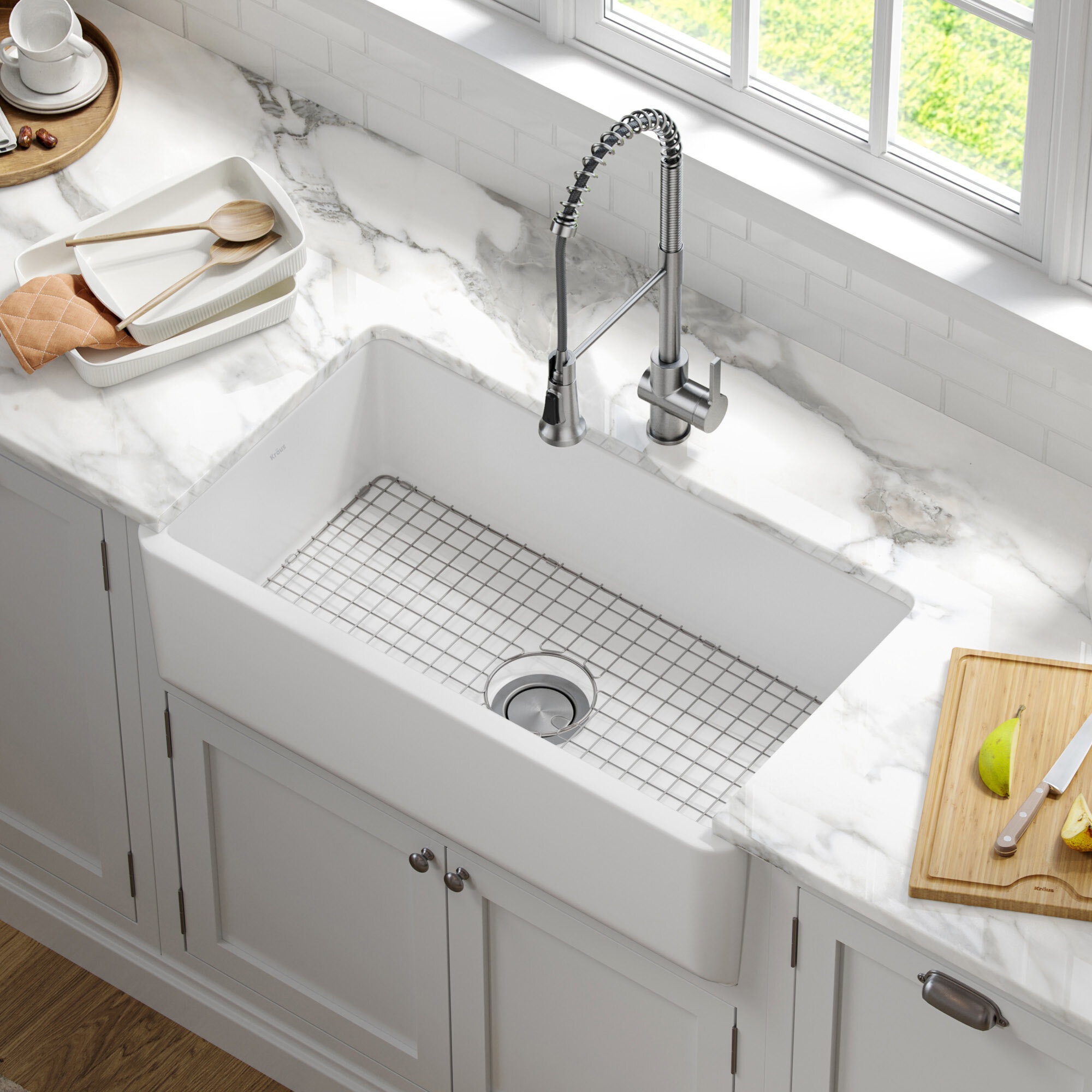 Kraus Turino 18.25'' W Single Bowl Fireclay Farmhouse Kitchen Sink